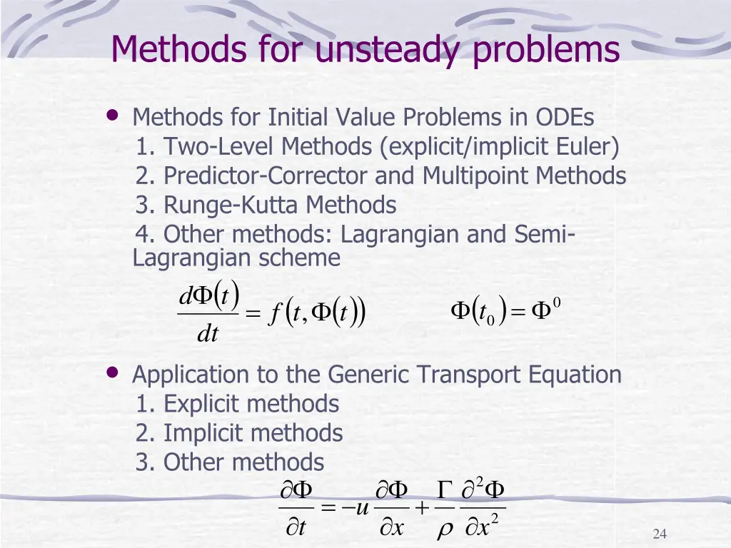 methods for unsteady problems