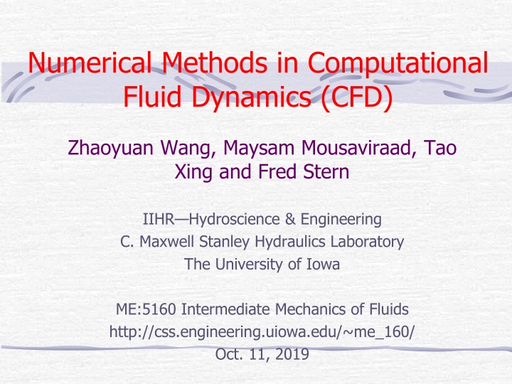 numerical methods in computational fluid dynamics