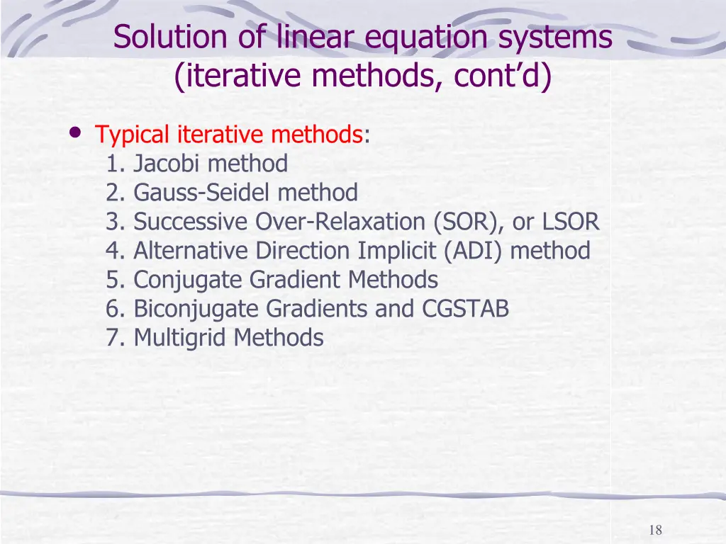 solution of linear equation systems iterative 1