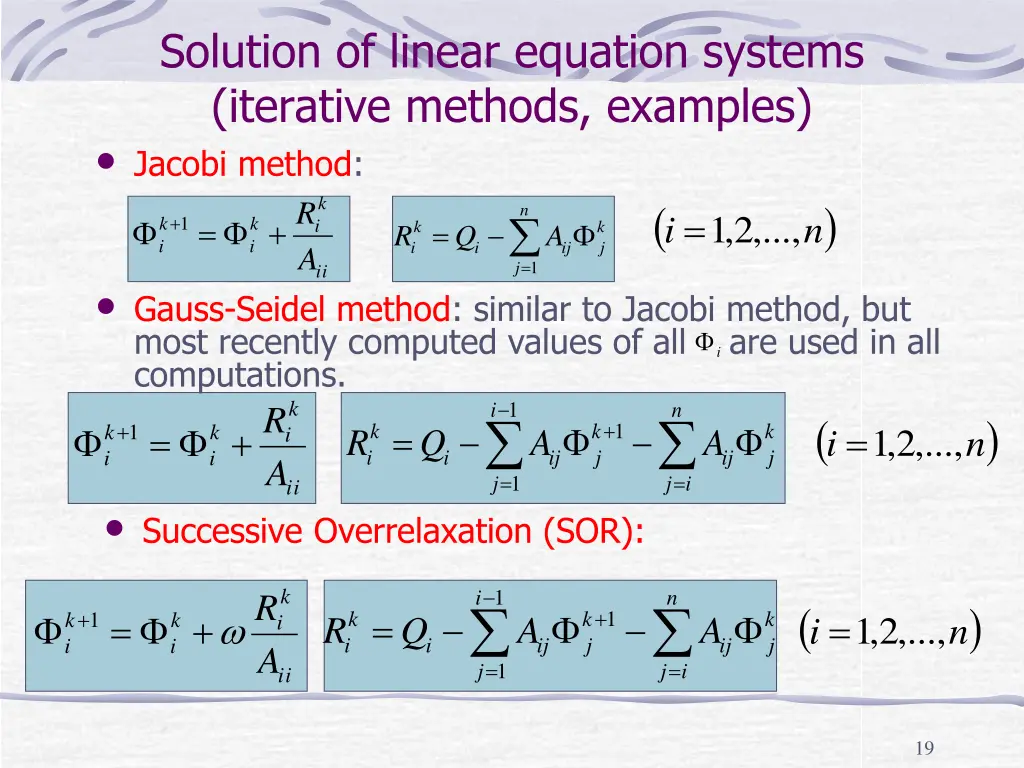 solution of linear equation systems iterative 2