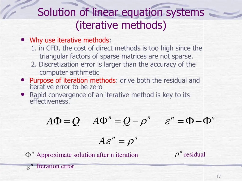 solution of linear equation systems iterative