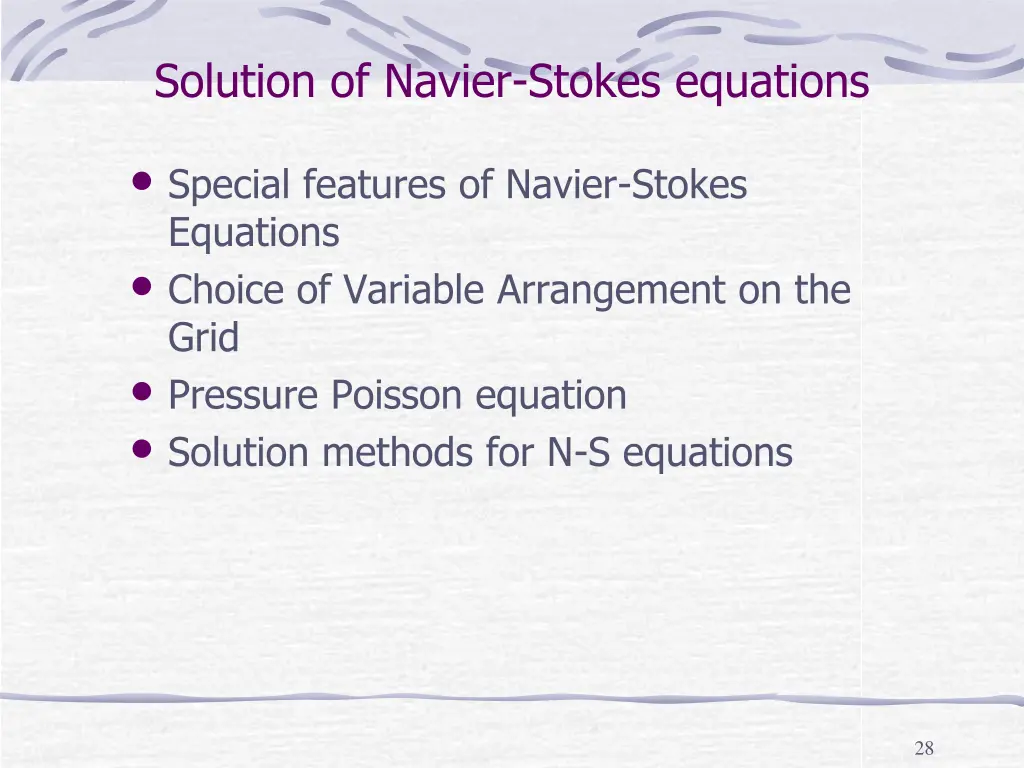 solution of navier stokes equations