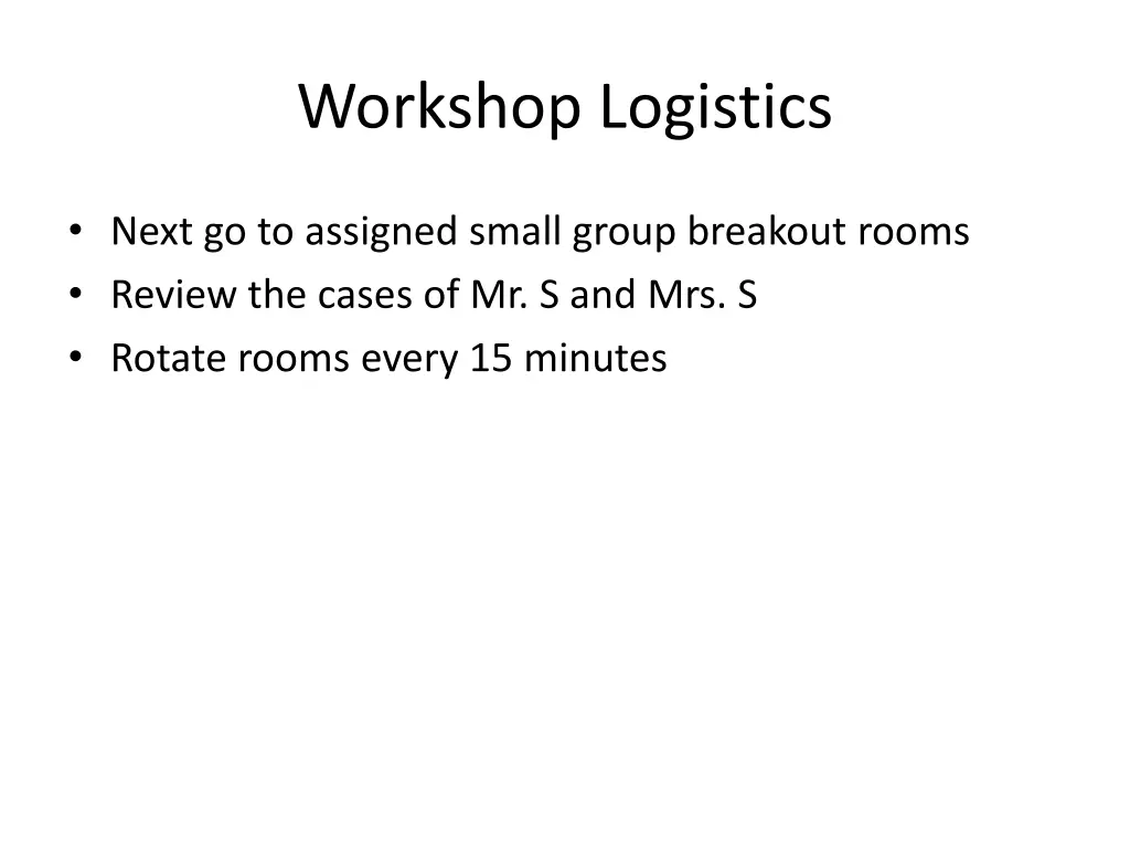 workshop logistics