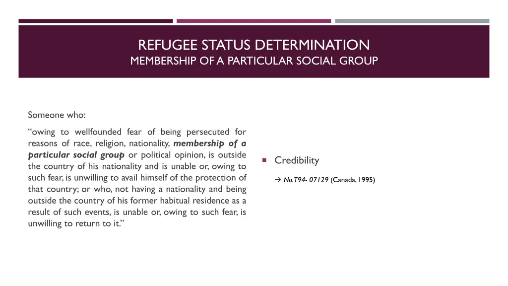 refugee status determination membership