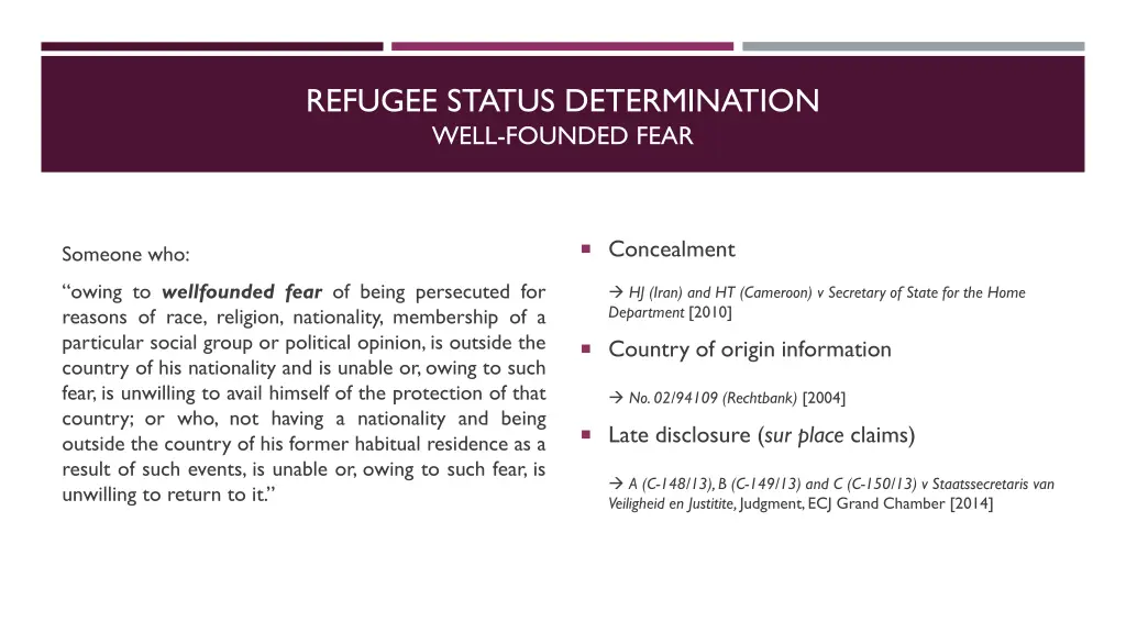 refugee status determination well founded fear