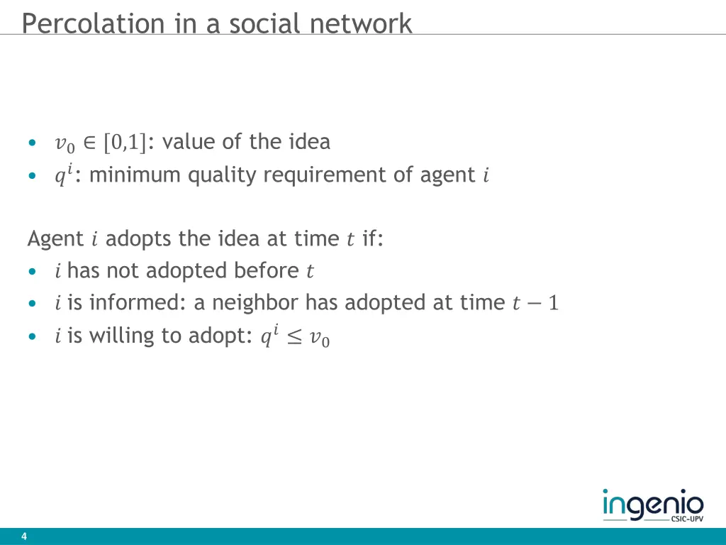 percolation in a social network