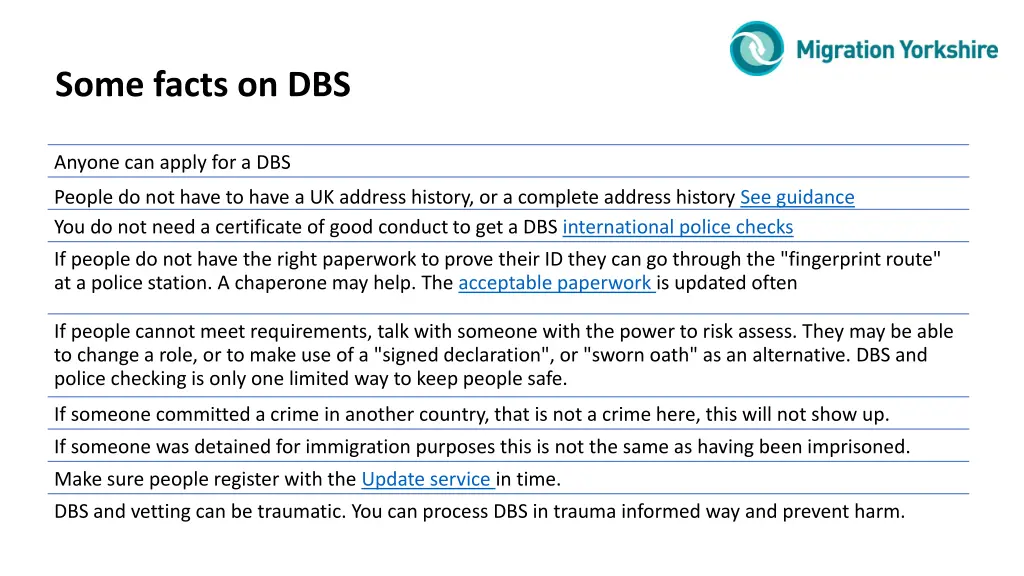 some facts on dbs