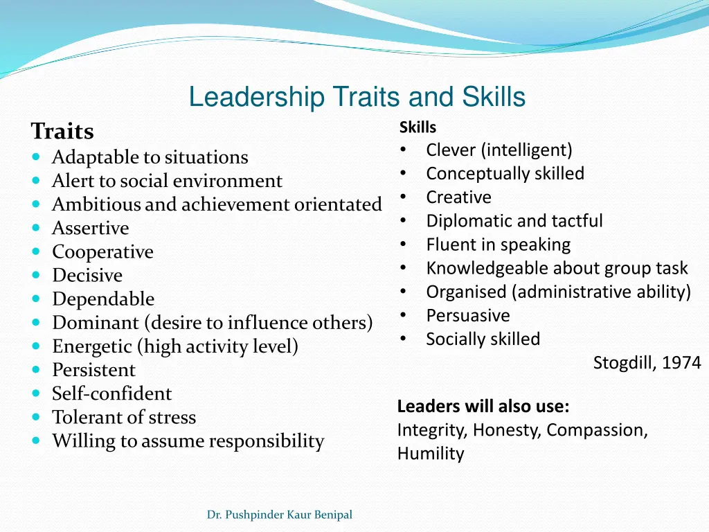 leadership traits and skills