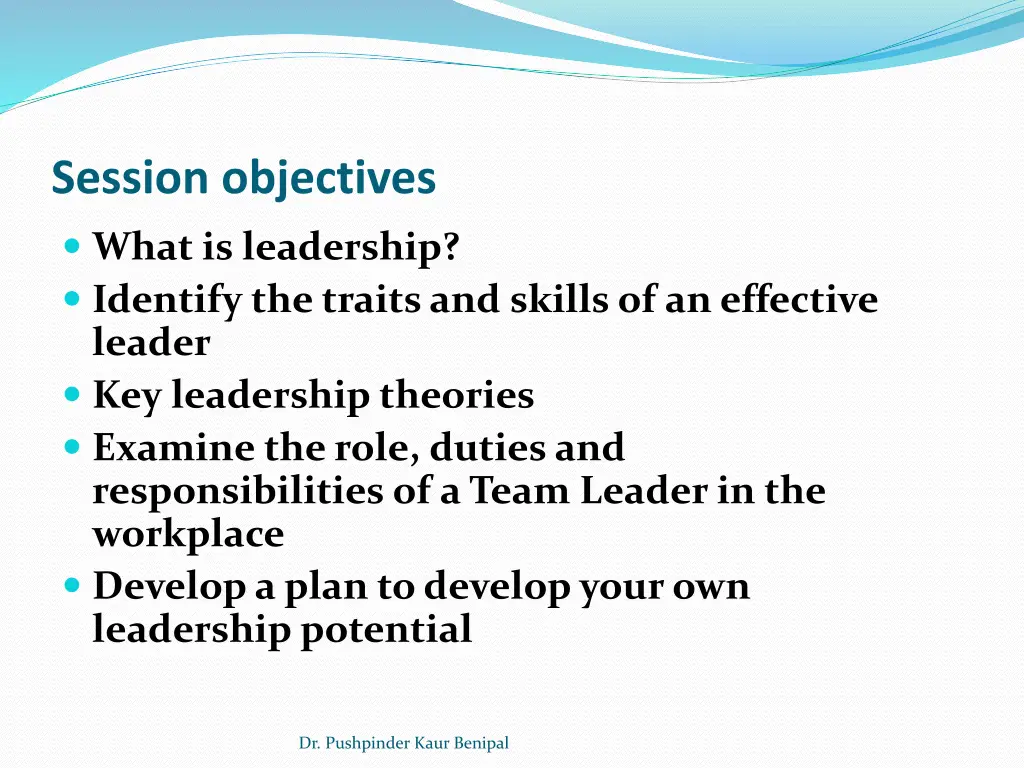 session objectives