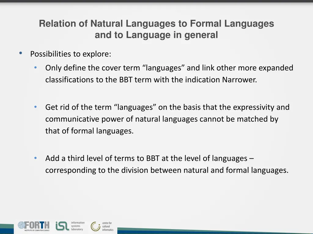 relation of natural languages to formal languages