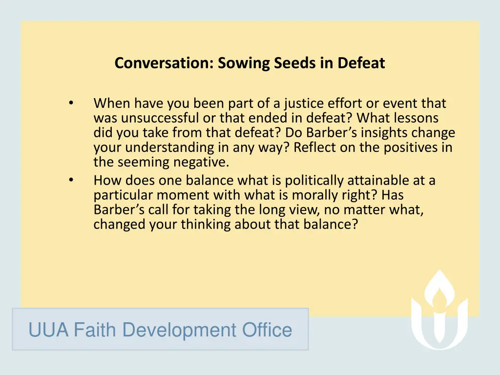 conversation sowing seeds in defeat