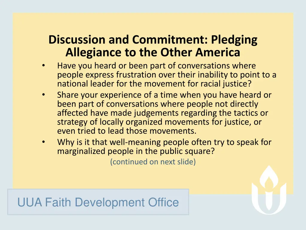 discussion and commitment pledging allegiance