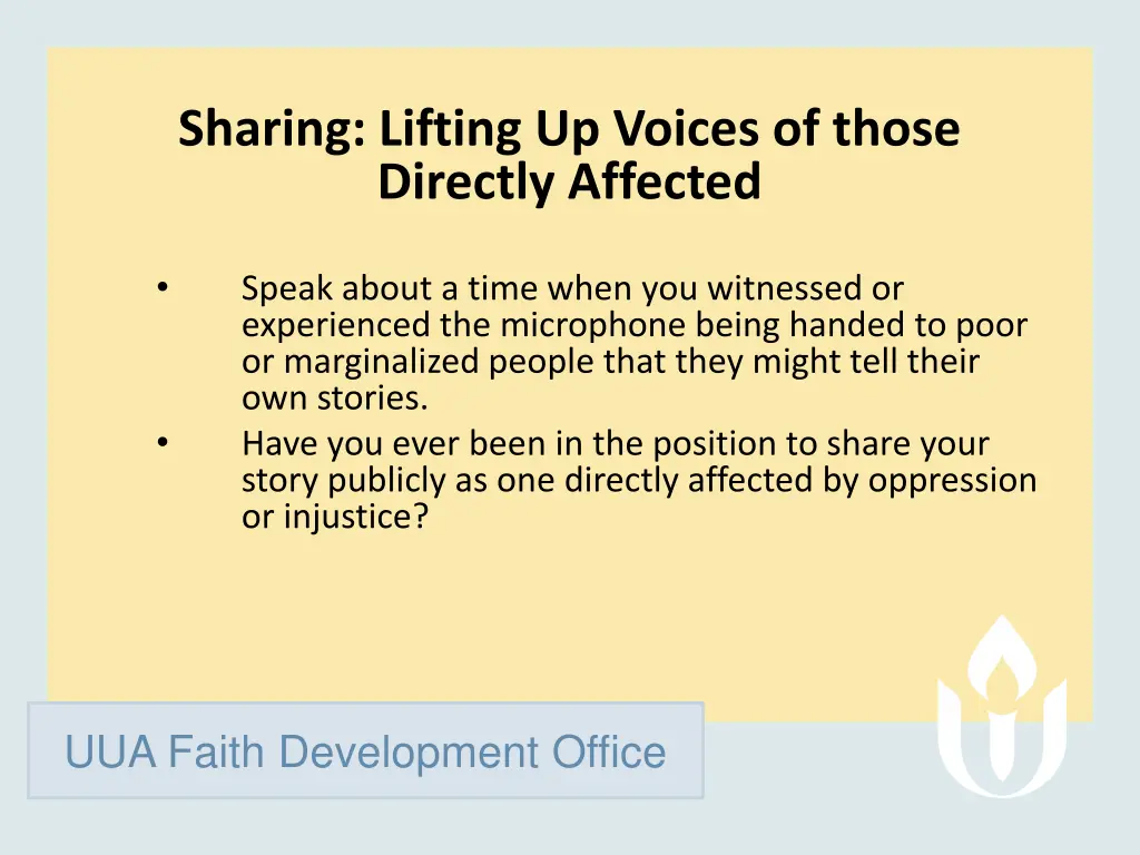 sharing lifting up voices of those directly