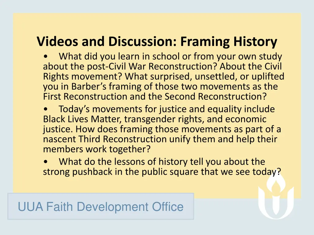 videos and discussion framing history what