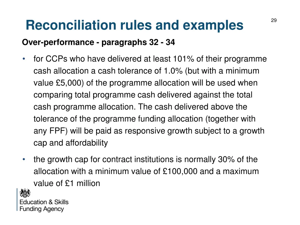 reconciliation rules and examples