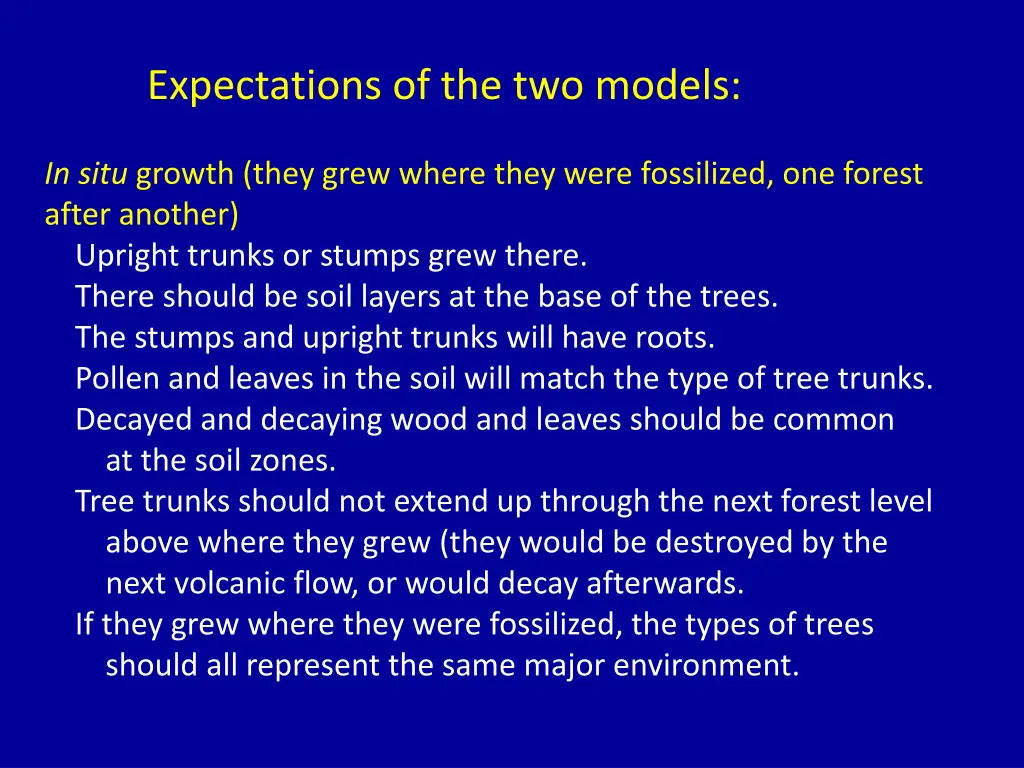 expectations of the two models