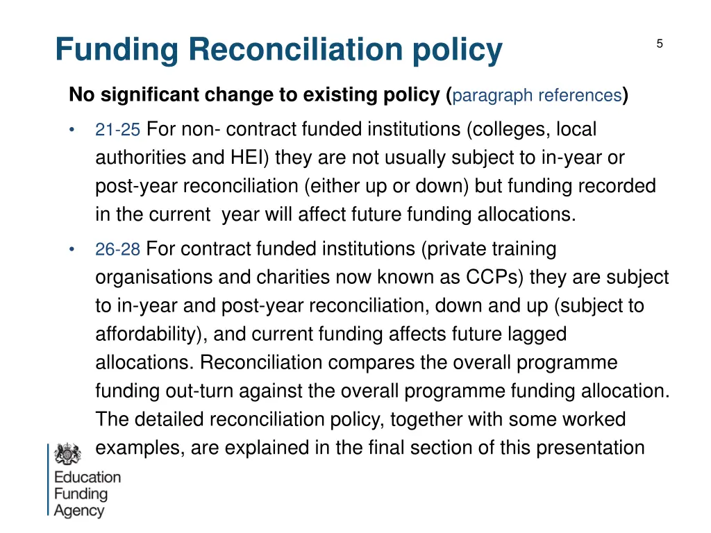 funding reconciliation policy