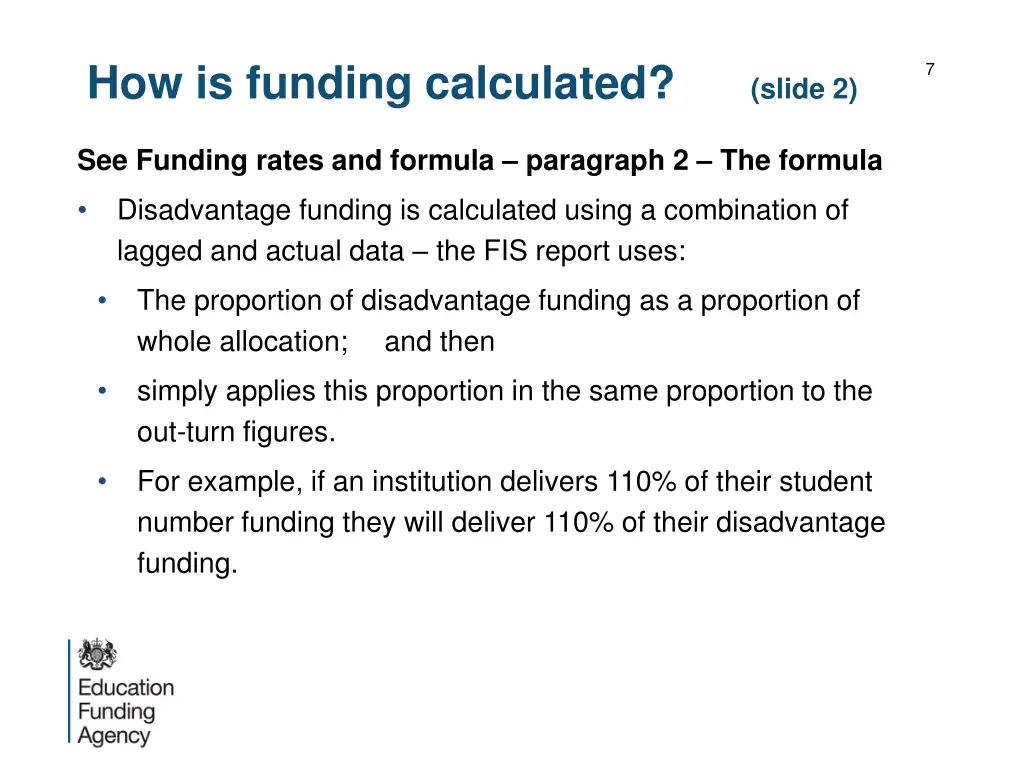 how is funding calculated slide 2