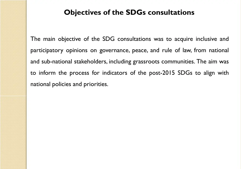 objectives of the sdgs consultations