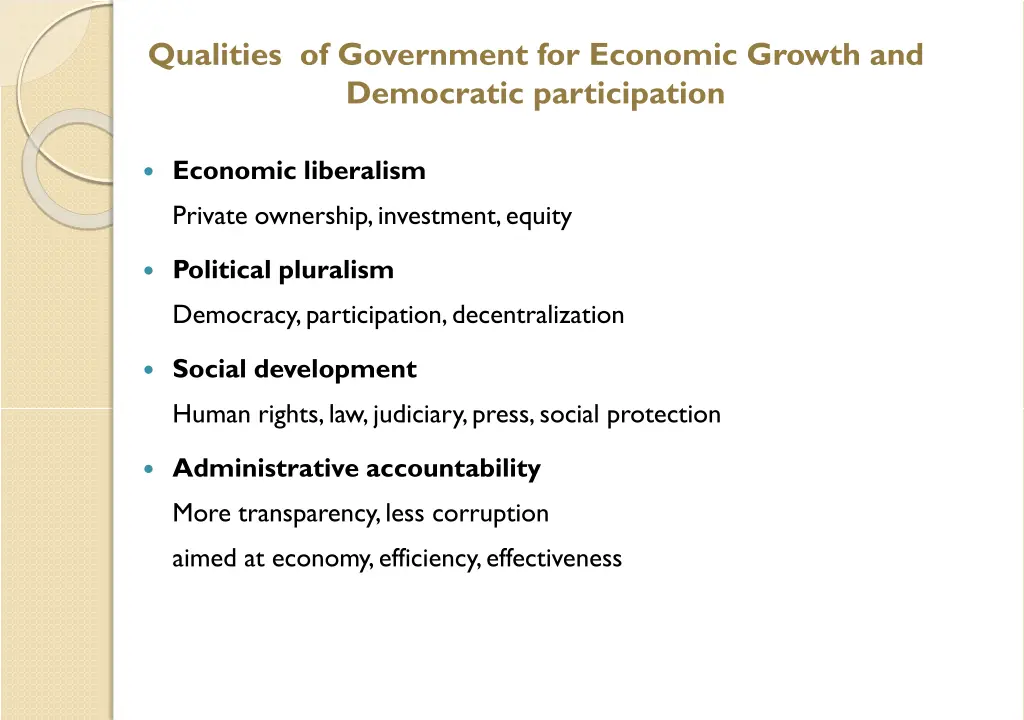 qualities of government for economic growth