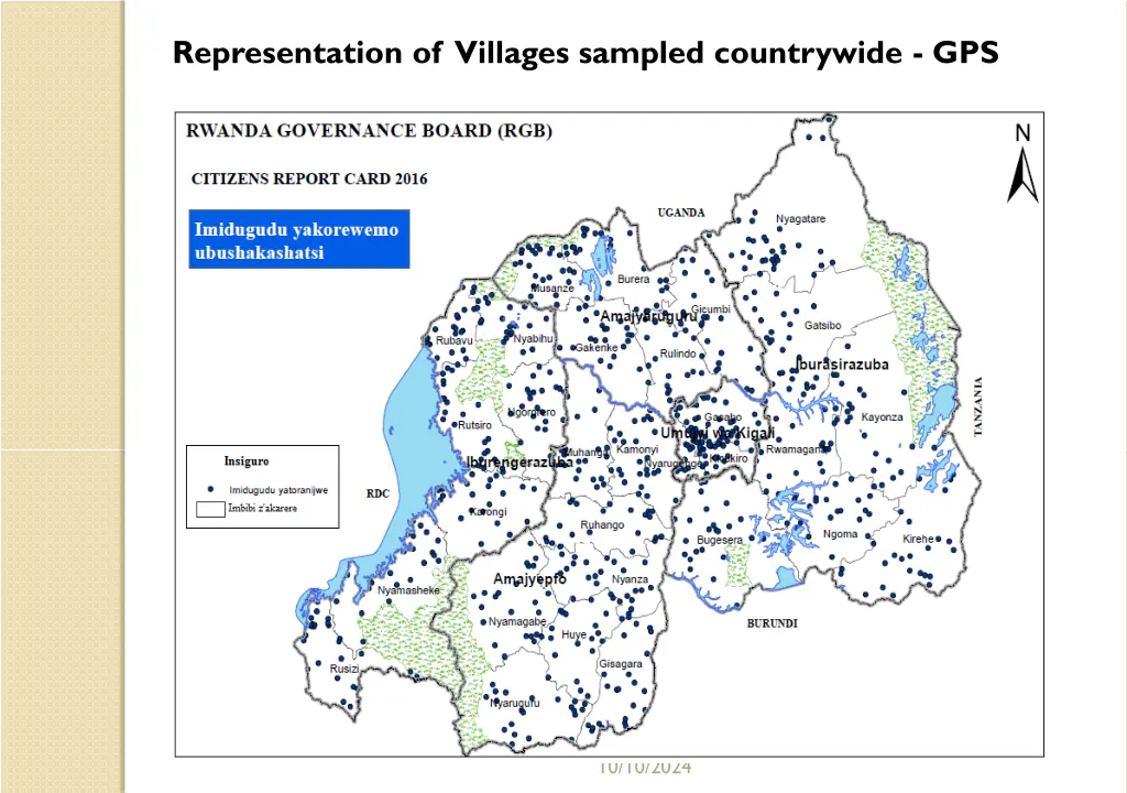 representation of villages sampled countrywide gps