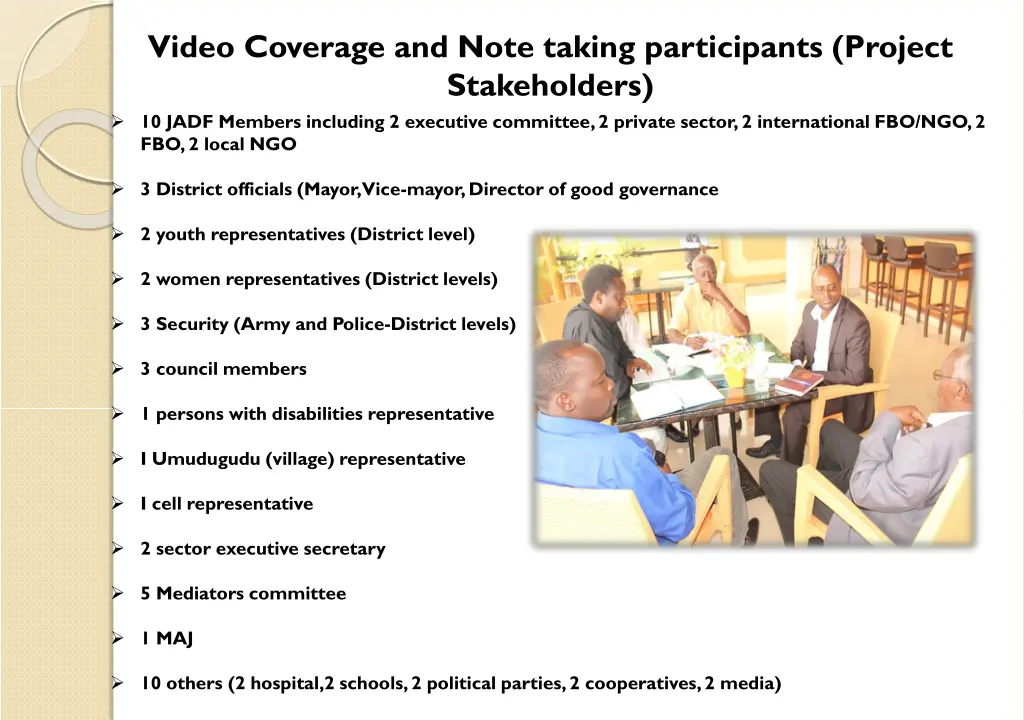 video coverage and note taking participants