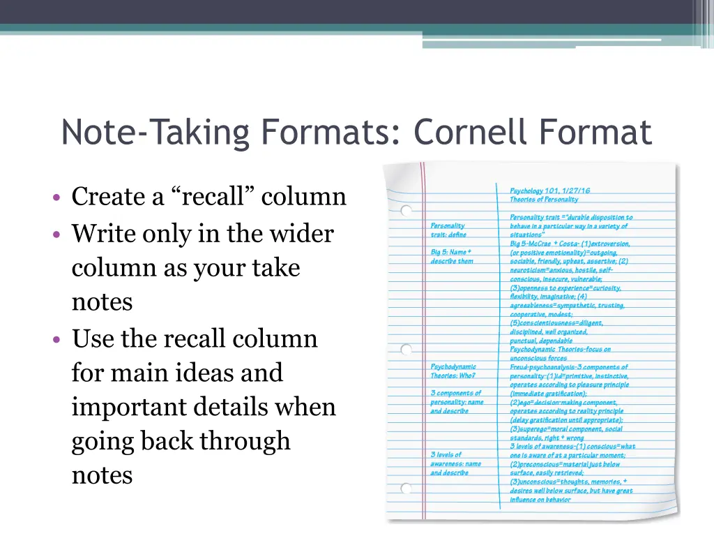 note taking formats cornell format