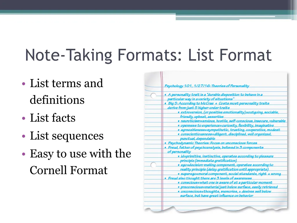 note taking formats list format