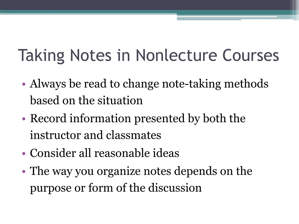 taking notes in nonlecture courses