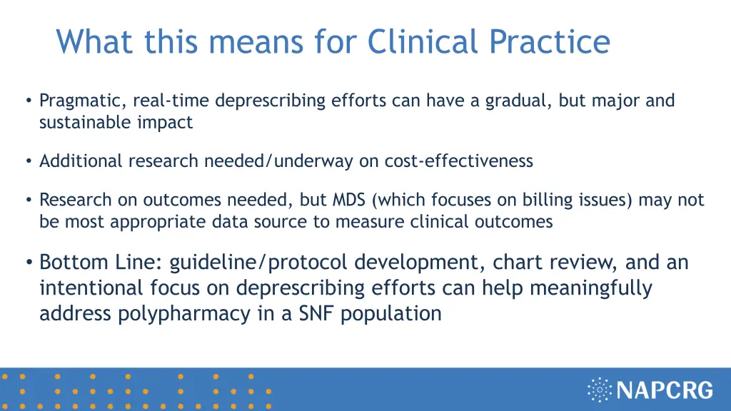 what this means for clinical practice