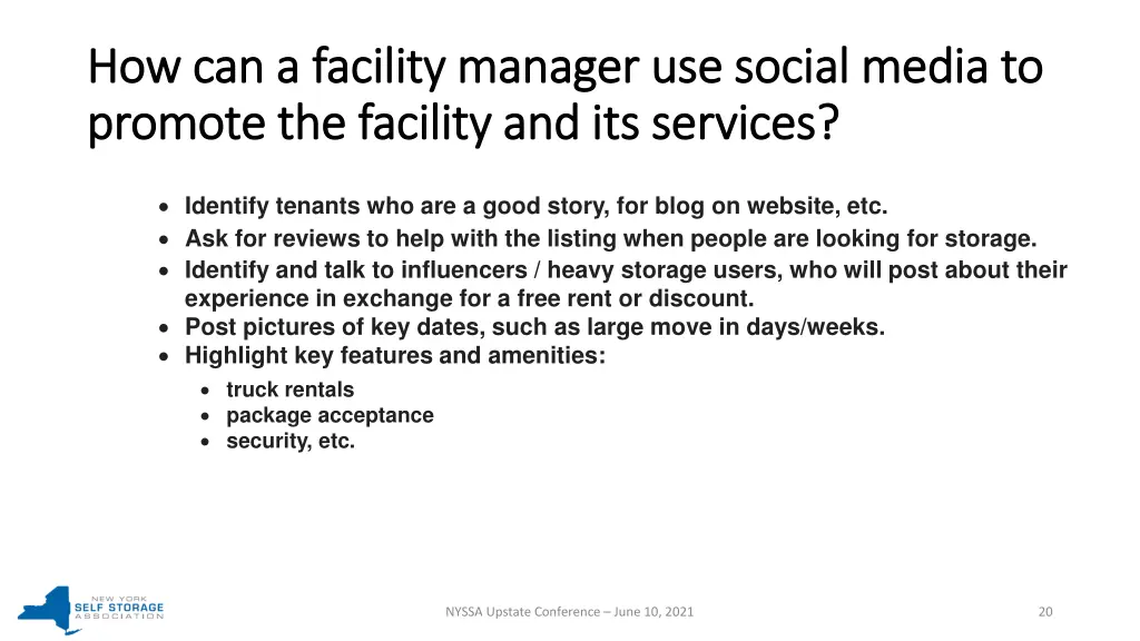 how can a facility manager use social media