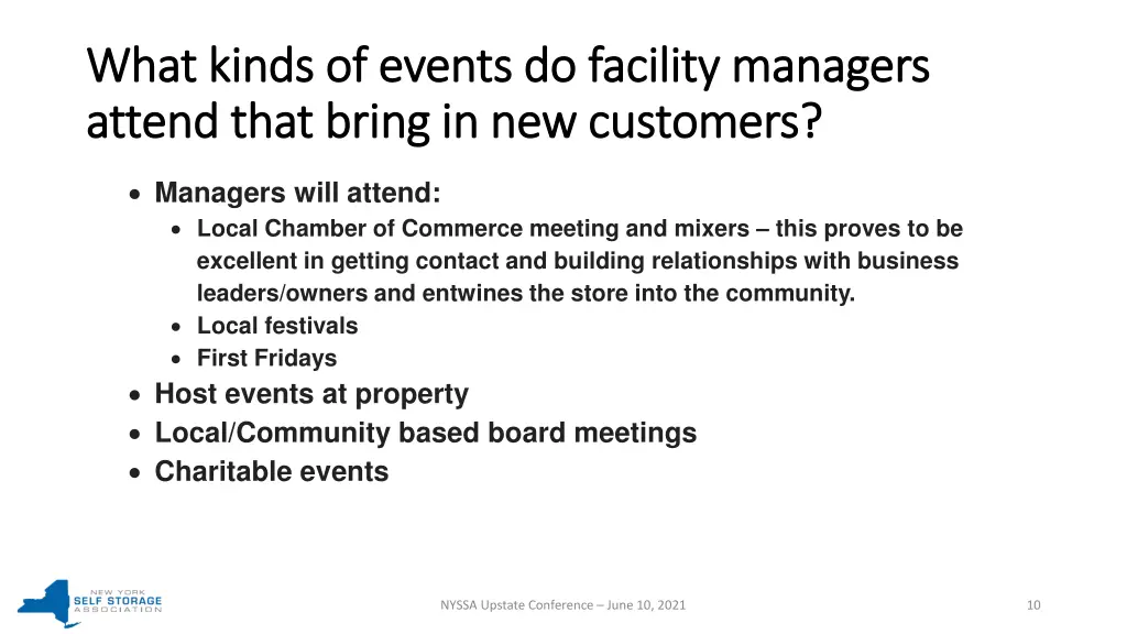 what kinds of events do facility managers what