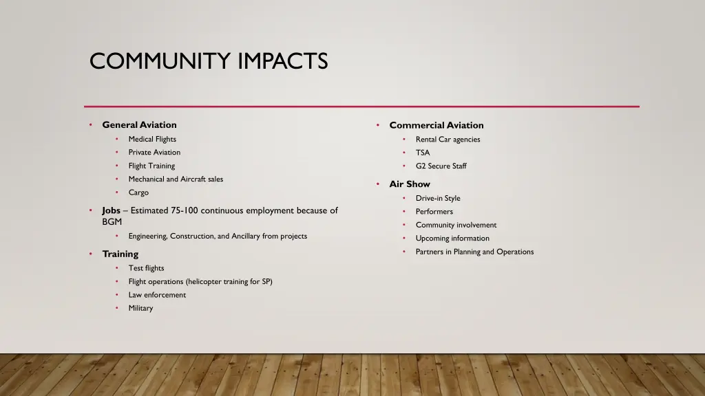 community impacts