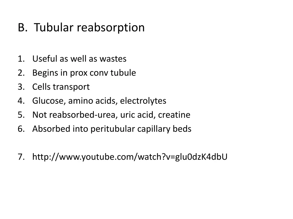 b tubular reabsorption