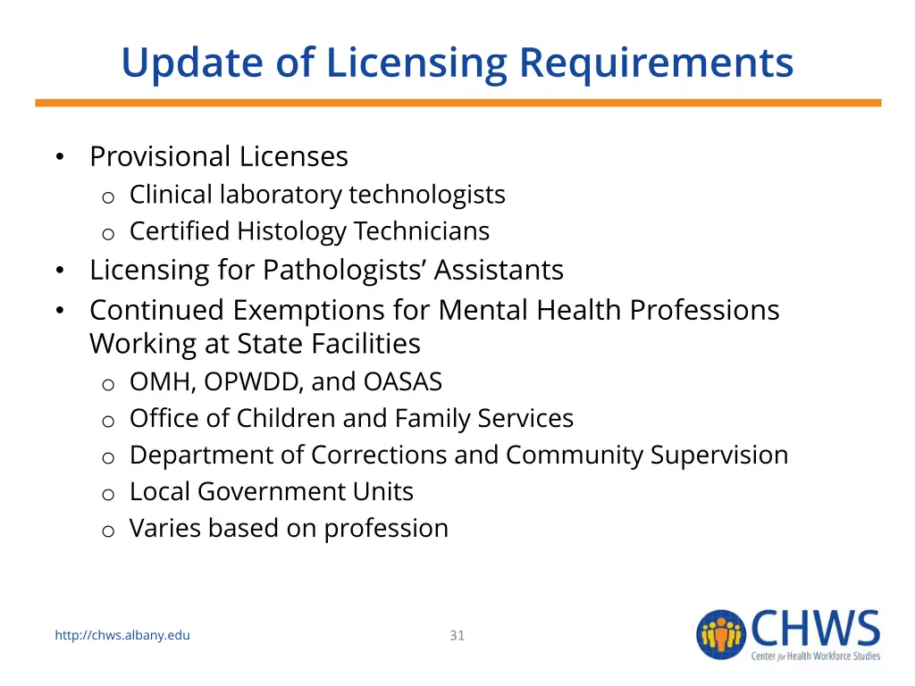 update of licensing requirements