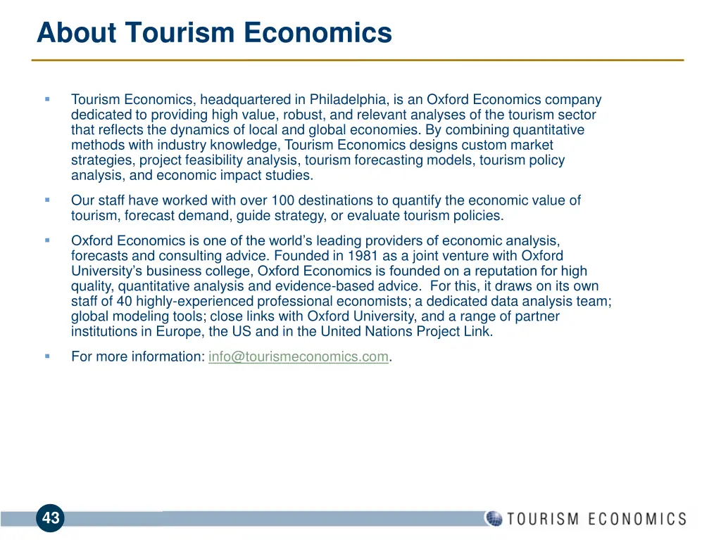 about tourism economics