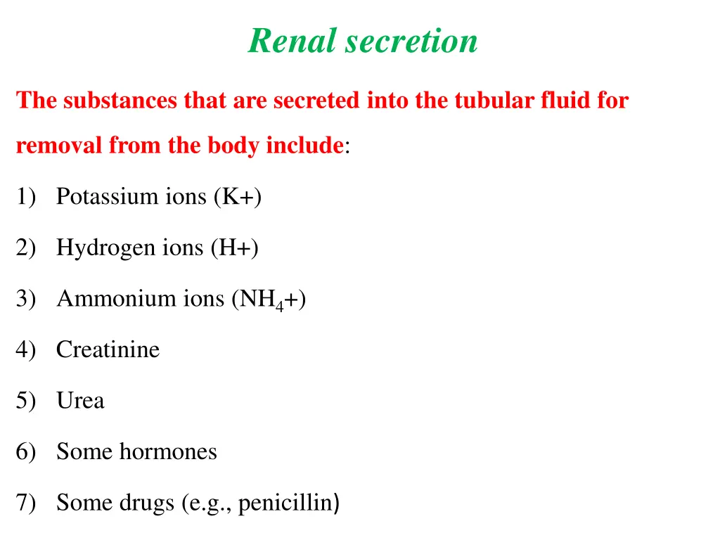 renal secretion