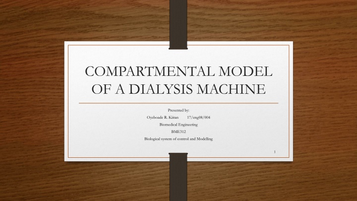 compartmental model of a dialysis machine