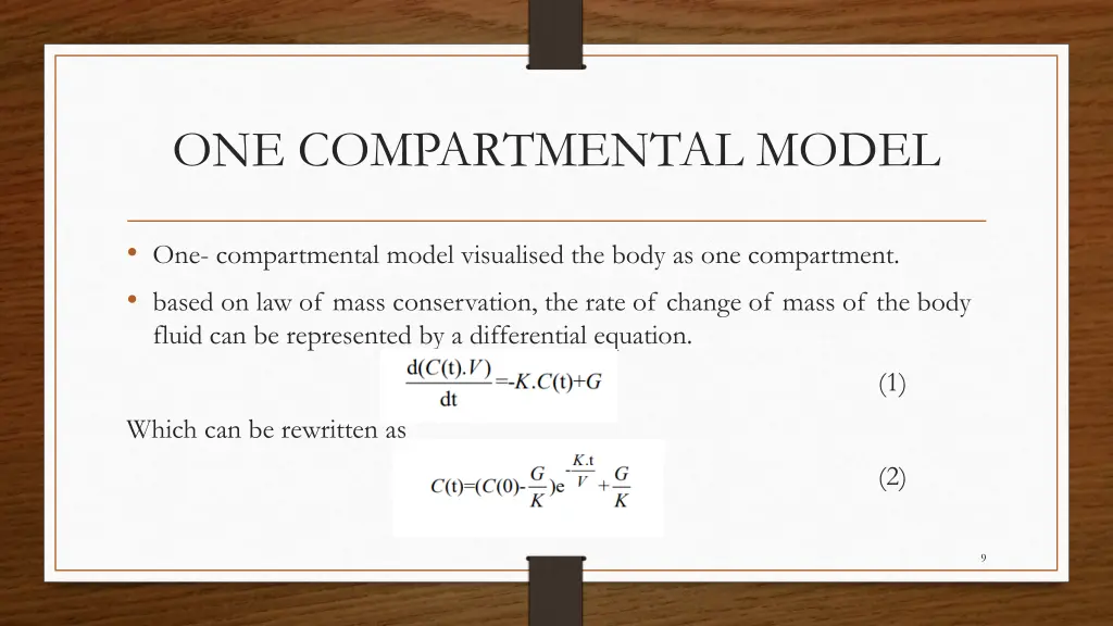 one compartmental model