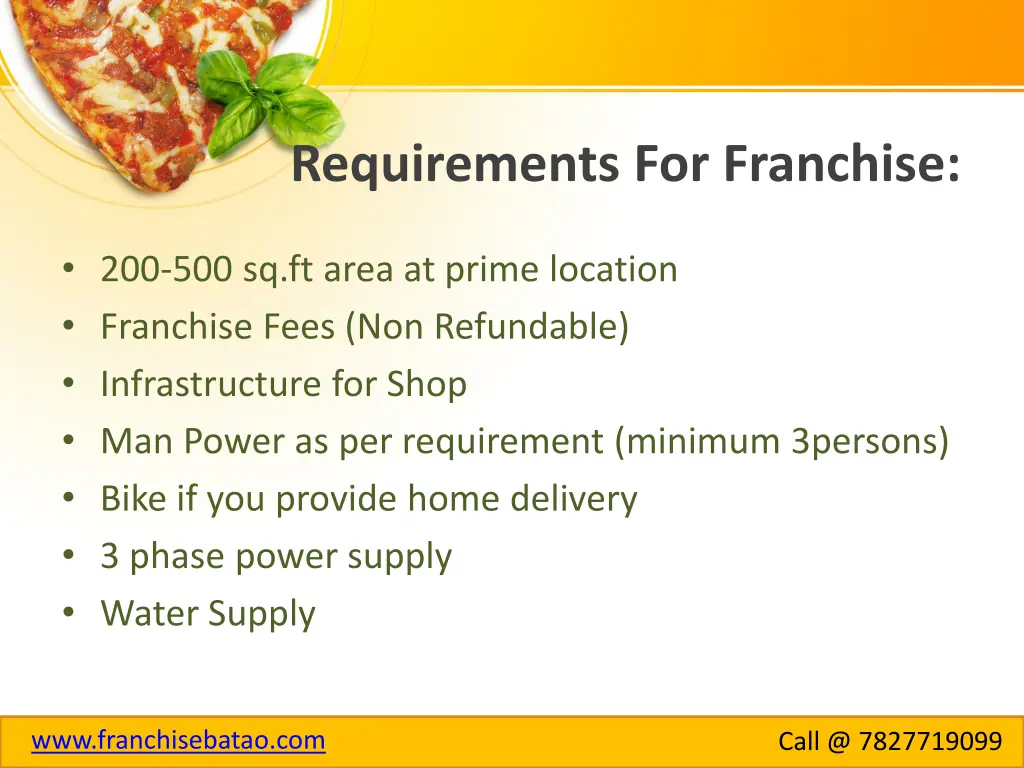 requirements for franchise