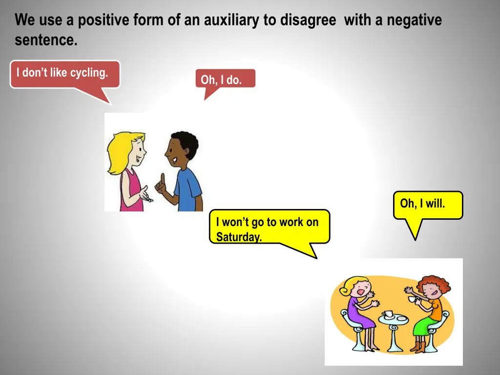 we use a positive form of an auxiliary