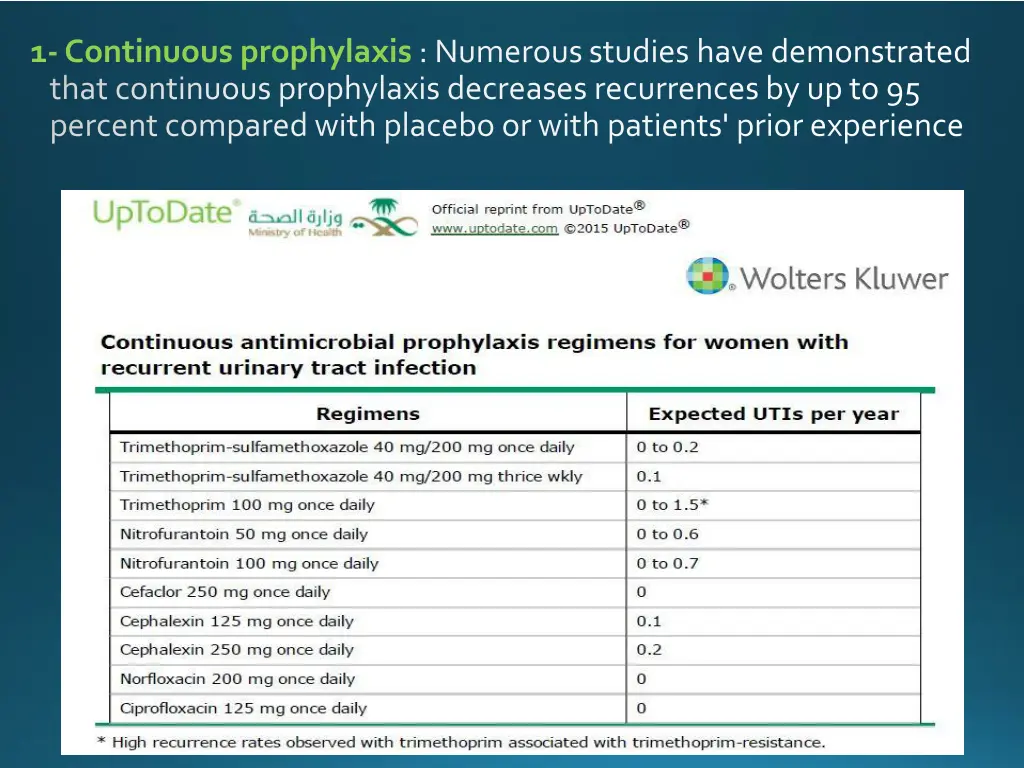 1 continuous prophylaxis numerous studies have