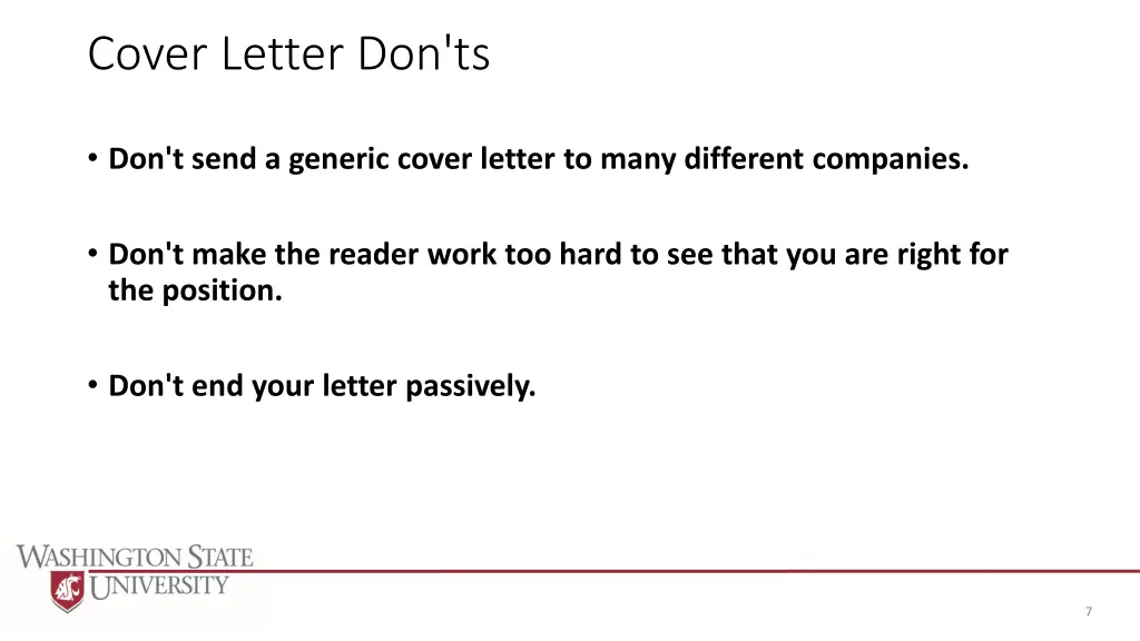 cover letter don ts