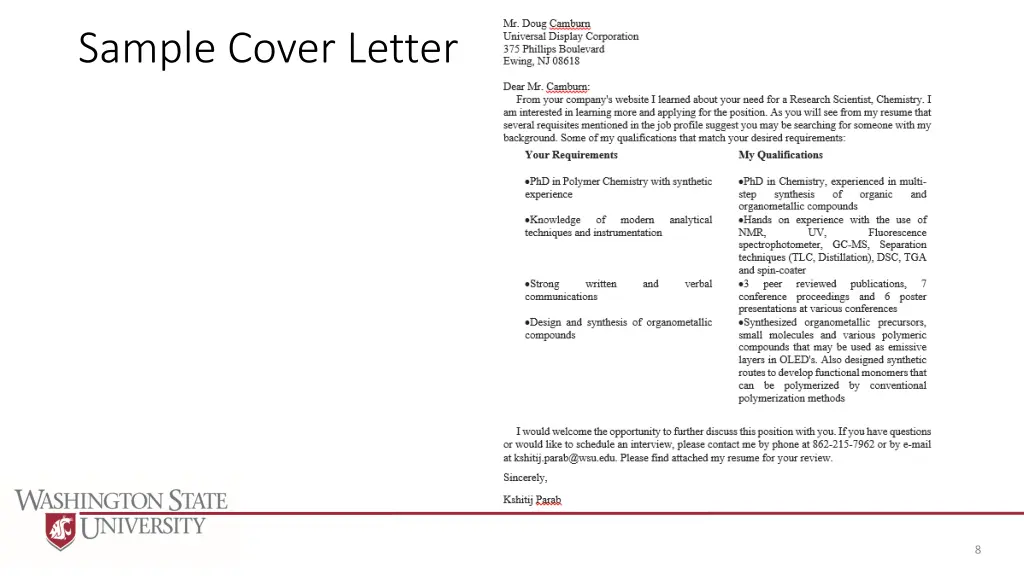 sample cover letter