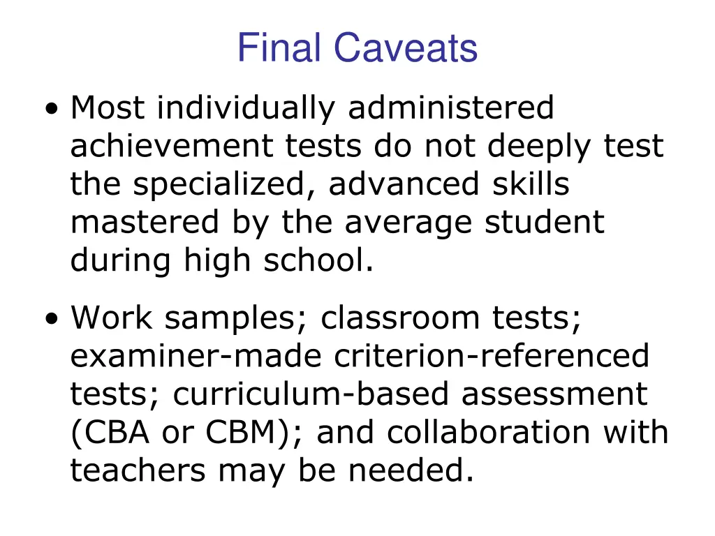 final caveats 2