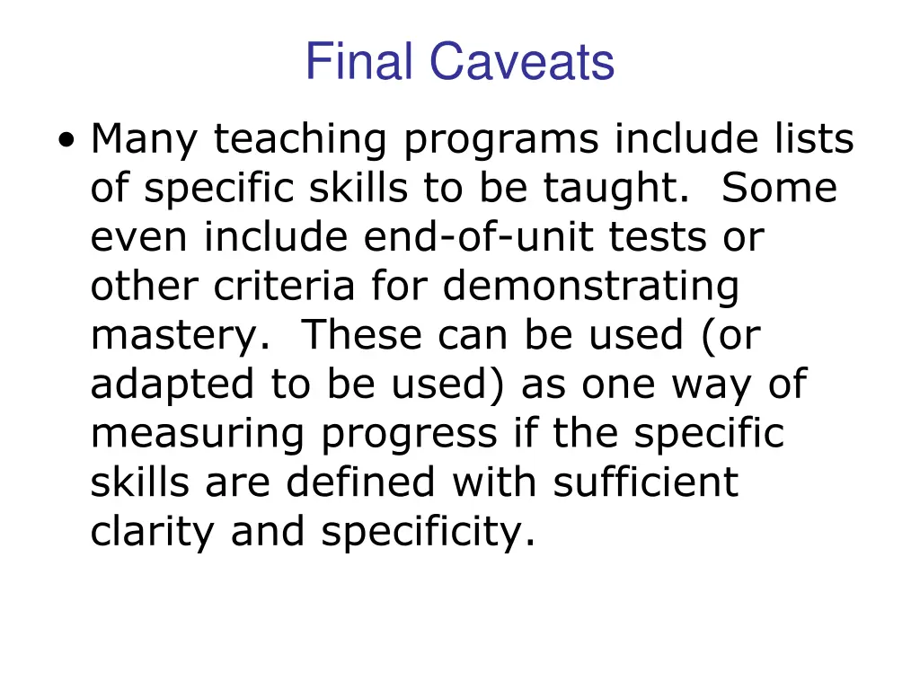 final caveats 3