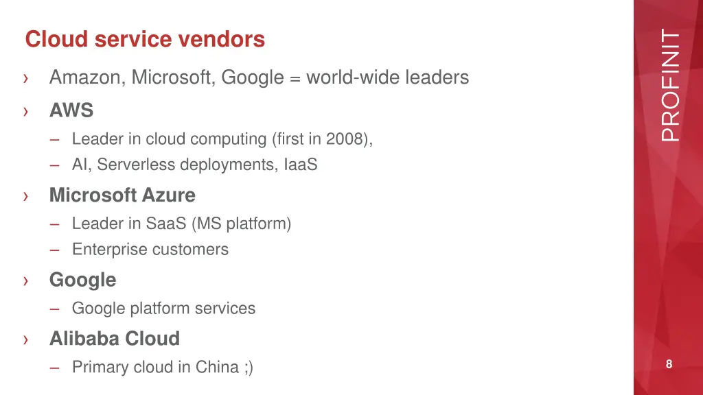 cloud service vendors