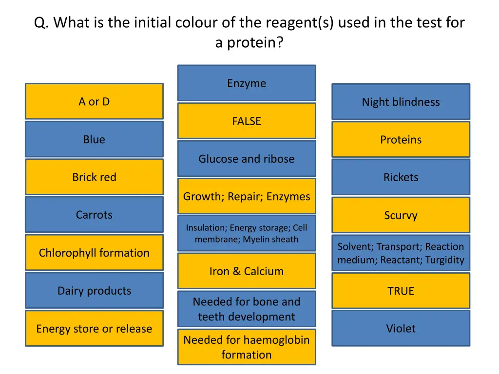 q what is the initial colour of the reagent