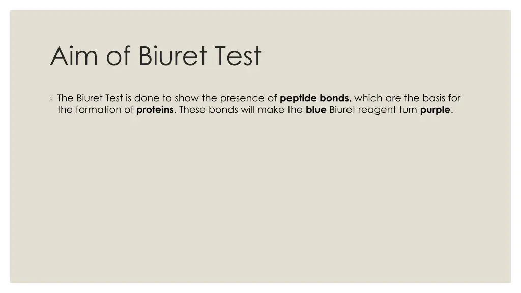 aim of biuret test