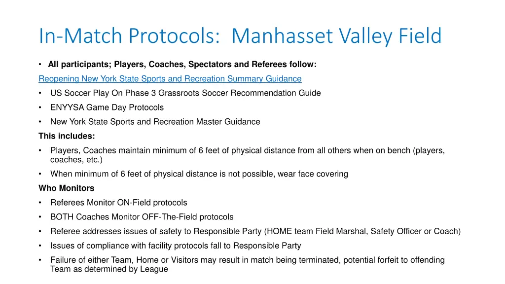 in match protocols manhasset valley field